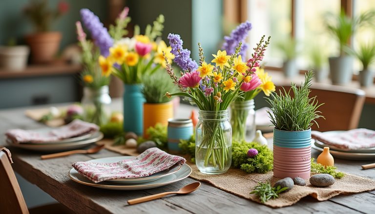 découvrez des idées originales de décoration de table pour célébrer le printemps avec des objets de récup. transformez votre intérieur en un havre de verdure et de créativité, tout en respectant l'environnement. inspirez-vous de nos astuces pour une table à la fois élégante et écoresponsable.