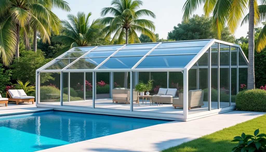 découvrez nos abris de piscine pour prolonger la baignade toute l'année et simplifier l'entretien de votre bassin grâce à une protection optimale.