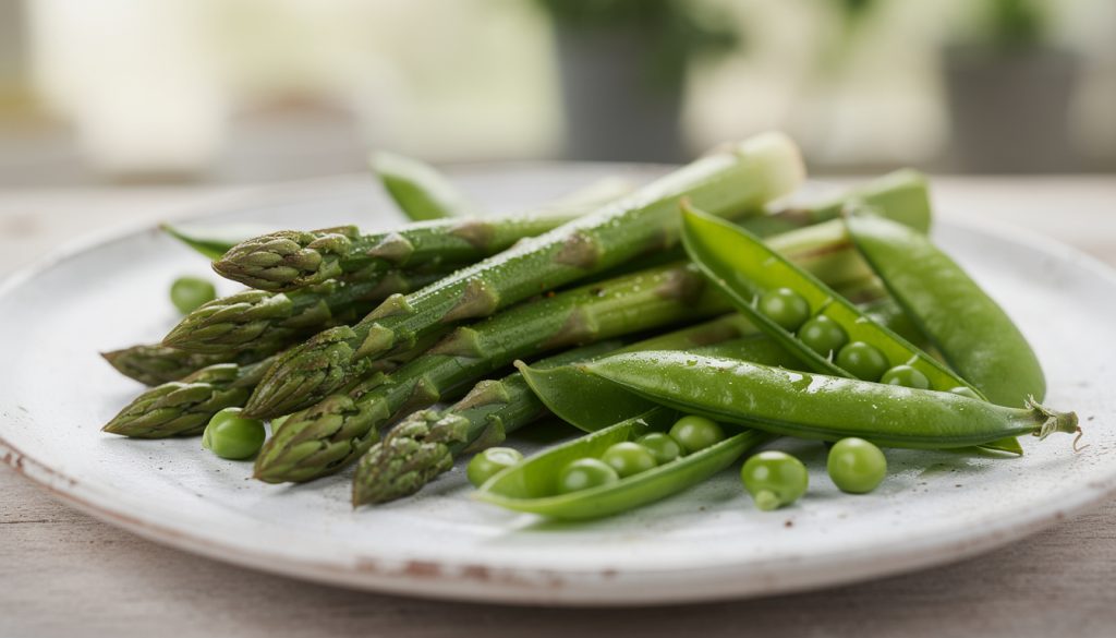 découvrez nos recettes printanières avec des asperges croquantes et des petits pois frais, pour des plats savoureux et légers qui célèbrent la saison.